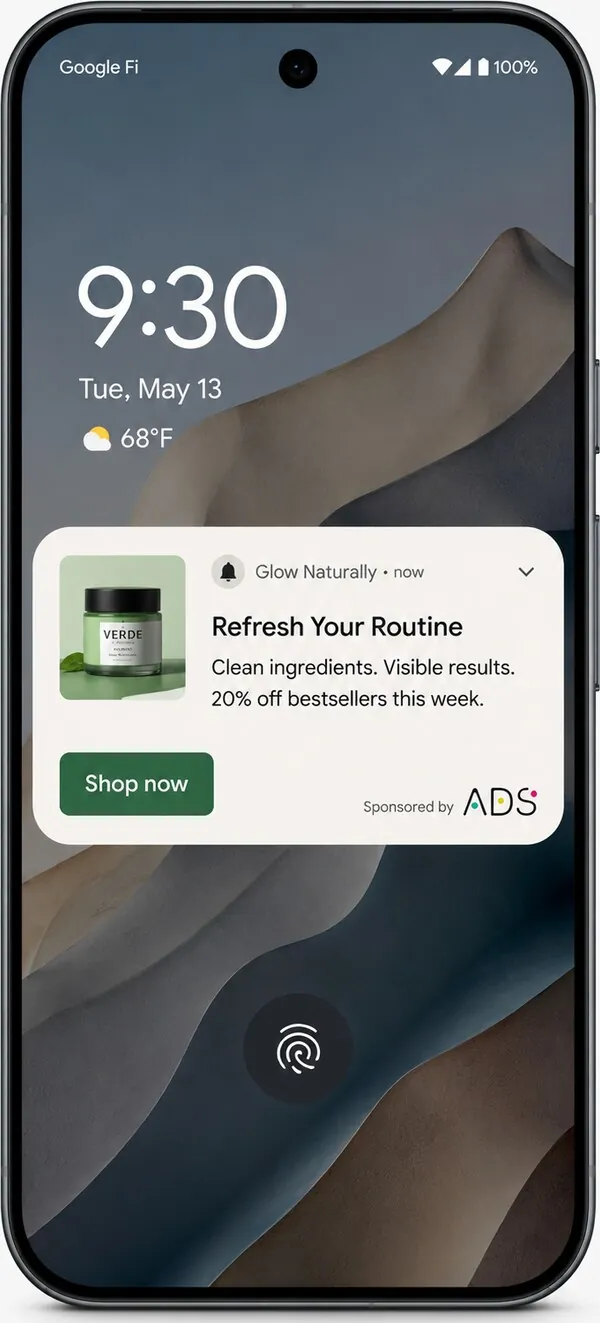 ALVA ADS push notification ad render